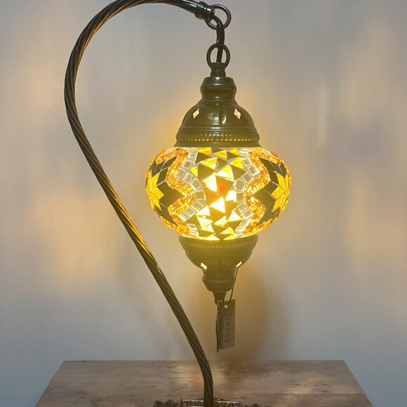 Mosaic Table Lamp White  Bedside Lampshade Light - Picture 5 of 14